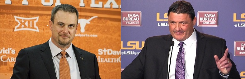 Tom Herman Coach Texas and Ed Orgeron Coach LSU